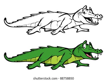 cartoon vector coloring book  illustration of an alligator