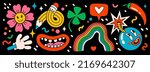 Cartoon vector Comic characters. Crazy cartoons Abstract vector collection in trendy retro comic style