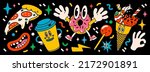 Cartoon vector Comic characters. Crazy cartoons Abstract vector collection in trendy retro comic style