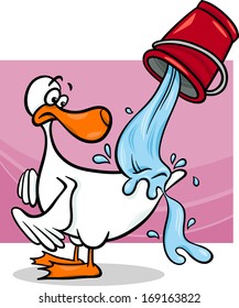 Cartoon Vector Concept Illustration of Water Off A Ducks Back Saying