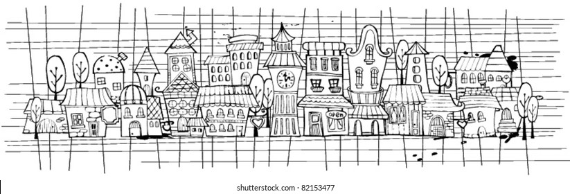cartoon vector contour town