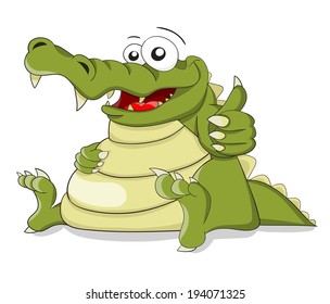 Cartoon vector crocodile with fingers combination "OK"