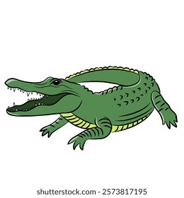 cartoon vector crocodile isolated on white background. reptile animal