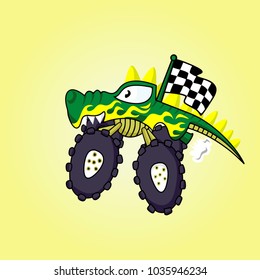 cartoon vector of crocodile monster truck
