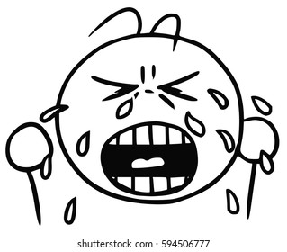 Cartoon vector of cry crying smiley with tears