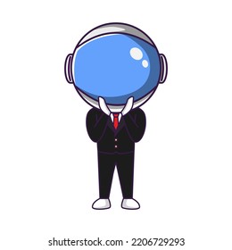 Cartoon-Vektorgrafik süßer Astronautencharakter in Anzug mit überraschtem Ausdruck