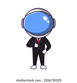 cartoon vector cute astronaut character wearing suit with proud expression