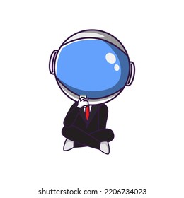 cartoon vector cute astronaut character wearing suit with expression thinking of ideas