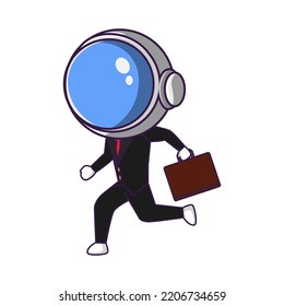 Cartoon, süßer Astronautencharakter mit Laufausdruck
