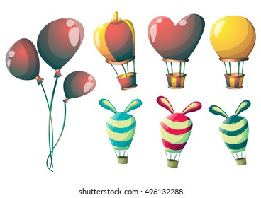 cartoon vector cute balloons object with separated layers for game art and animation design asset in 2d graphic