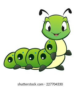 Cartoon vector cute caterpillar for design element