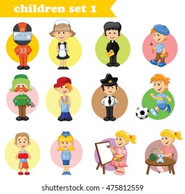 Cartoon vector cute characters of different professions 