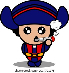 vector de dibujos animados lindo columbus mascot disfraz personaje fumar. adecuado para su uso el día de colombus