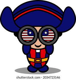 Cartoon Vektorgrafik cute Columbus Maskottummis Figur nach oben suchen. geeignet für den Einsatz am Tag des Kolombus