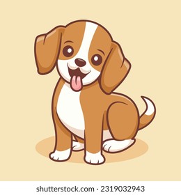 Vector de dibujos animados lindo perro sentado