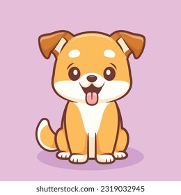 Vector de dibujos animados lindo perro sentado