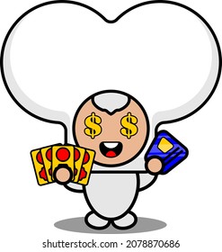 cartoon vector cute half bone mascot costume character holding credit card