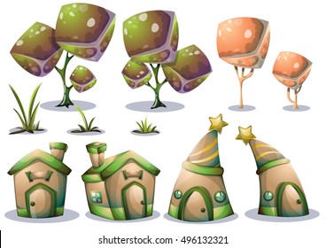 cartoon vector cute house object with separated layers for game art and animation game design asset in 2d graphic
