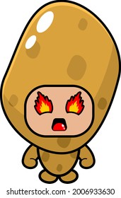 cartoon vector cute potato mascot costume character is angry