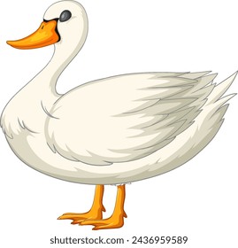 Cartoon vector of a cute, white, standing duck