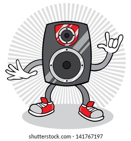Cartoon vector dancing speaker.