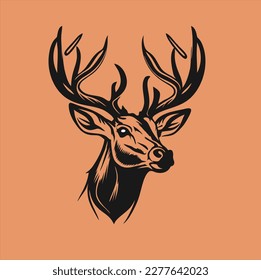 cartoon vector deer head icon on gray background, deer head icon for logo