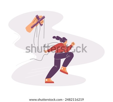 A cartoon vector depicting a puppet character gaining liberation illustrates toxic manipulation and the desire for autonomy and independence.