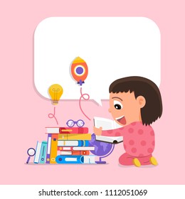 Cartoon vector design concept children learnning and education with books. Vector illustrations.