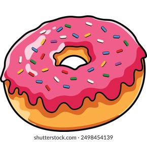 Cartoon Vektor Donut einzeln, Erdbeere Donut Clip Art