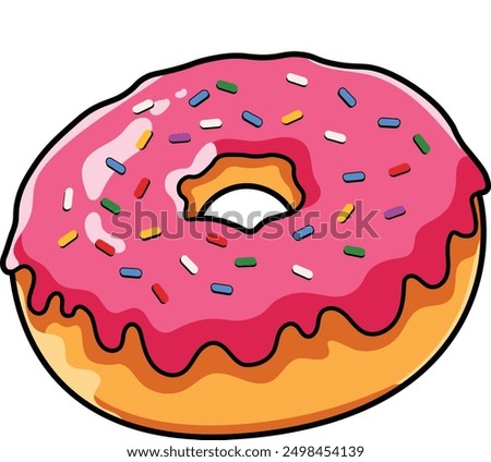 cartoon vector donut isolated, strawberry donut clip art