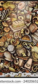 Cartoon vector doodle Bakery banner background. Funny Bakehouse colorful design