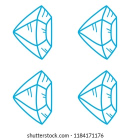 Cartoon vector doodle blue gemstone, diamond shape, seamless pattern