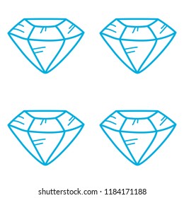 Cartoon vector doodle blue gemstone, diamond shape, seamless pattern