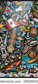 Cartoon vector doodle Canada banner design templates. Funny Canadian colorful background