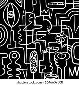 Dibujo manual de dibujos vectoriales de dibujos animados. fondo del patrón. Arte vectorial.