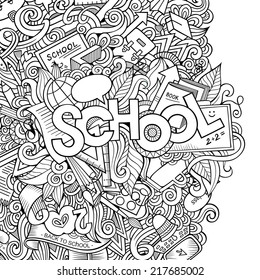 Cartoon vector doodles hand drawn school sketch background