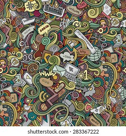 Cartoon vector doodles hand drawn internet social media seamless pattern