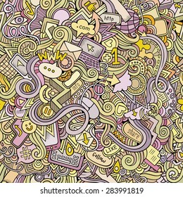 Cartoon vector doodles hand drawn internet social media seamless pattern