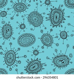 Cartoon vector doodles hand drawn seamless pattern