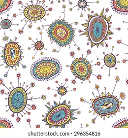 Cartoon vector doodles hand drawn seamless pattern