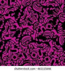 Cartoon vector doodles hand drawn abstraction. seamless pattern