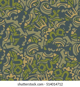Cartoon vector doodles hand drawn abstraction. seamless pattern