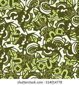 Cartoon vector doodles hand drawn abstraction. seamless pattern