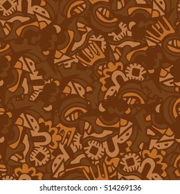 Cartoon vector doodles hand drawn abstraction. seamless pattern