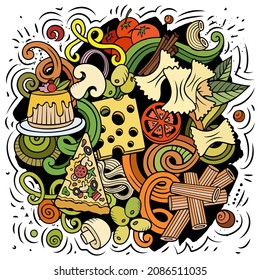 Cartoon Vector Doodle Set Italian Food Stock Vector (Royalty Free ...