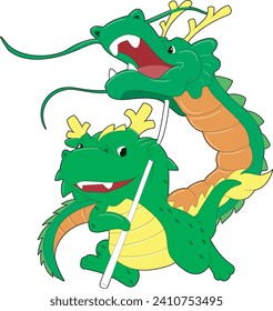 cartoon vector dragon walking dragon dance