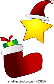 Cartoon vector drawing of Christmas ornaments and decoration