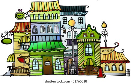 cartoon vector drawing town