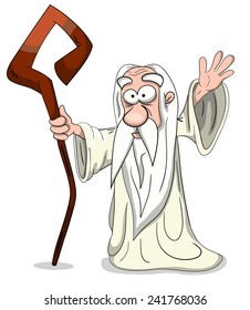 Cartoon Vector Druid With Wooden Staff