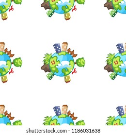 Cartoon vector earth planet seamless pattern